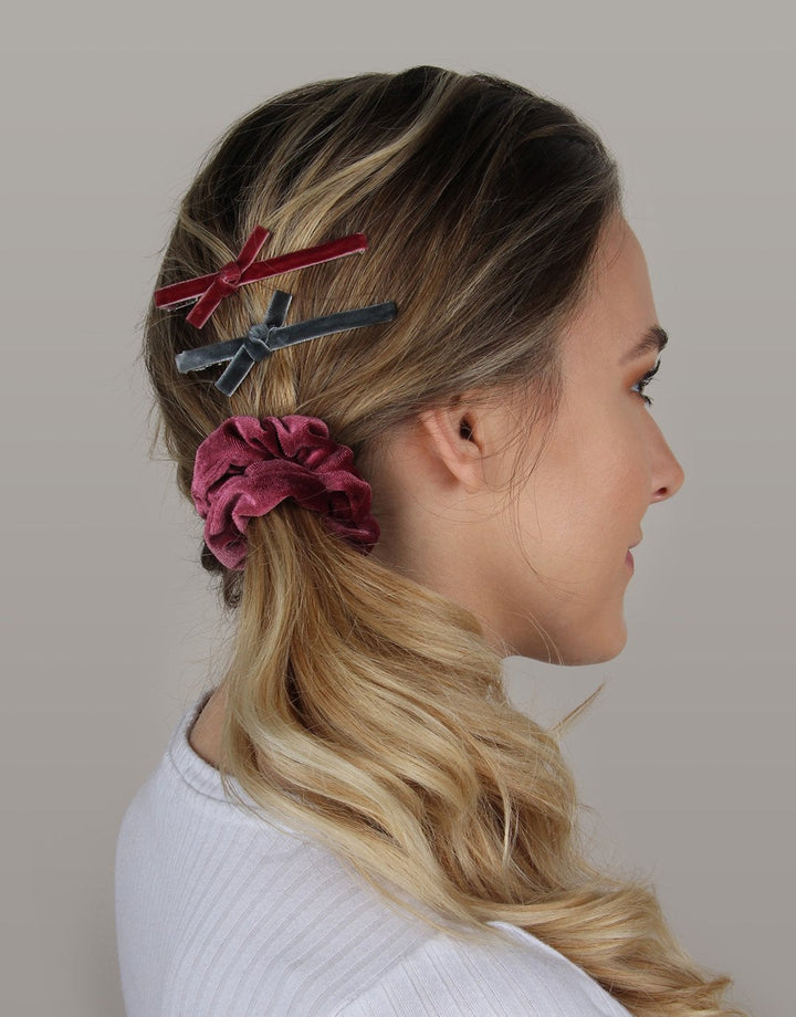 Velvet Covered Alligator Clips in Dark Rose