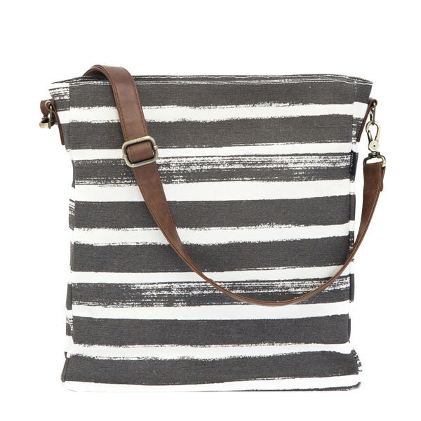City Crossbody Sling in Charcoal Stripes