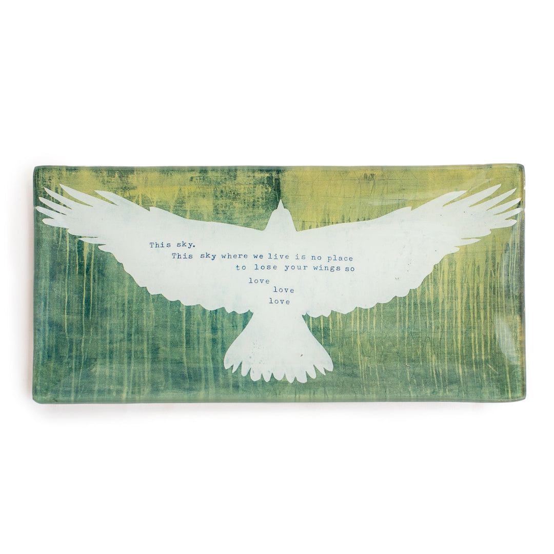 Small Rectangle Decoupage Plate - Dove
