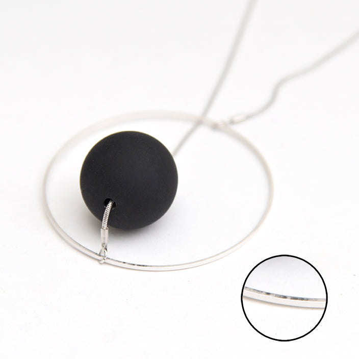Halo & Orb Versatile Necklace Silver Black