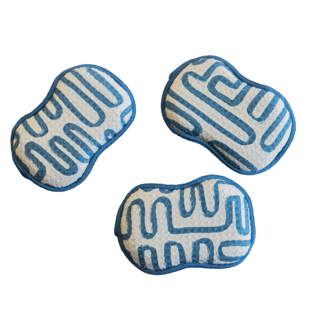 Reusable Sponges Set - Doodle Blue