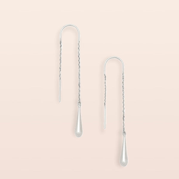 Refined Earring Collection - Teardrop Threader/Silver