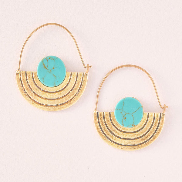 Stone Orbit Earring in Turquoise/Gold
