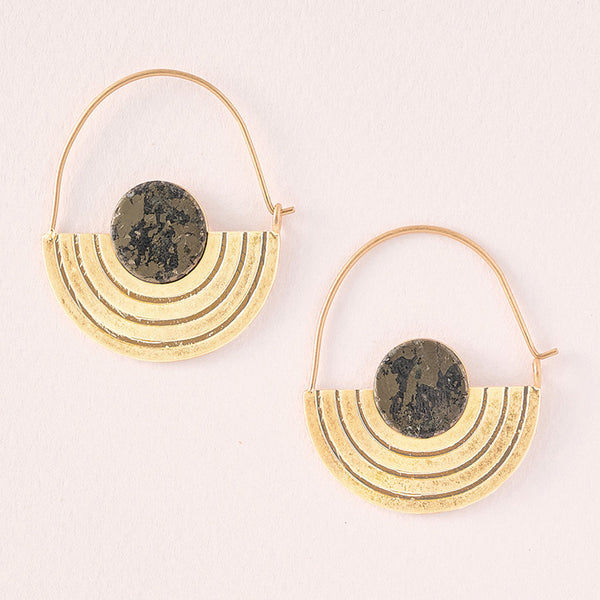 Stone Orbit Earring in Pyrite/Gold
