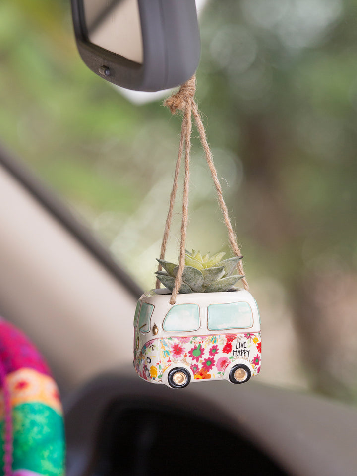 Faux Succulent Car Charm in a Van