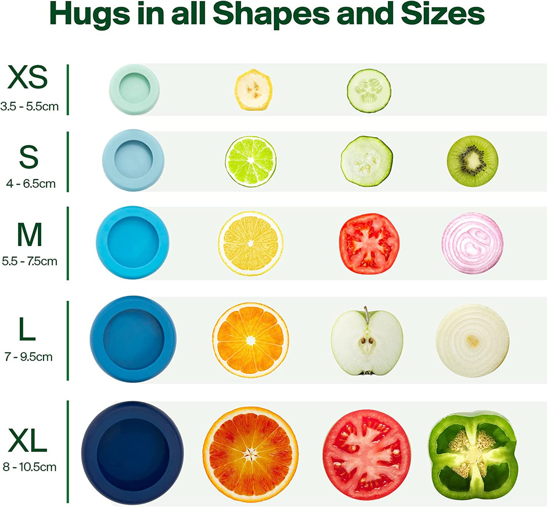 Food Huggers Reusable Silicone Food Savers Set of 5