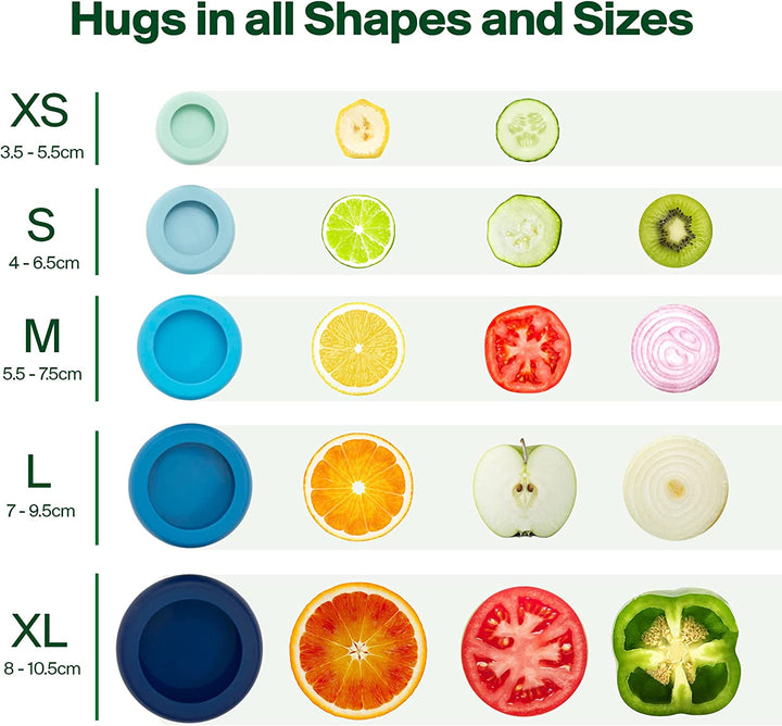 Food Huggers Reusable Silicone Food Savers Set of 5