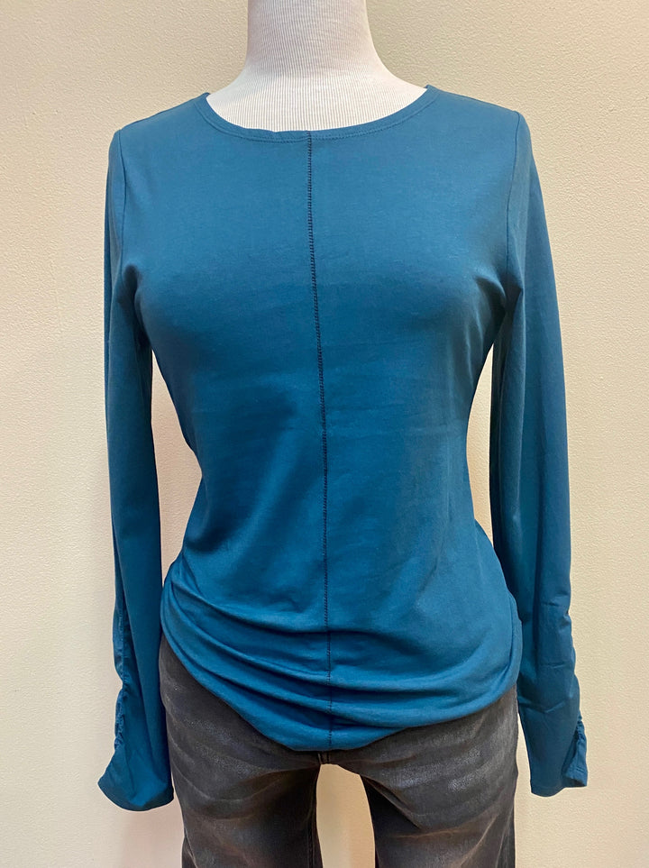 Essential Layers Ruched Sleeve Tee in Spruce