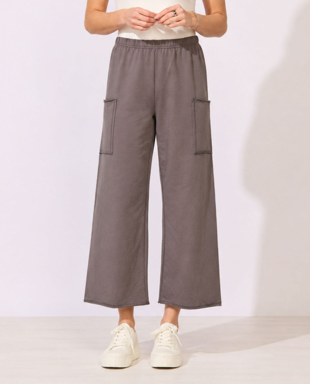 Ocean Front Terry Pocket Flood Pants in Volcano