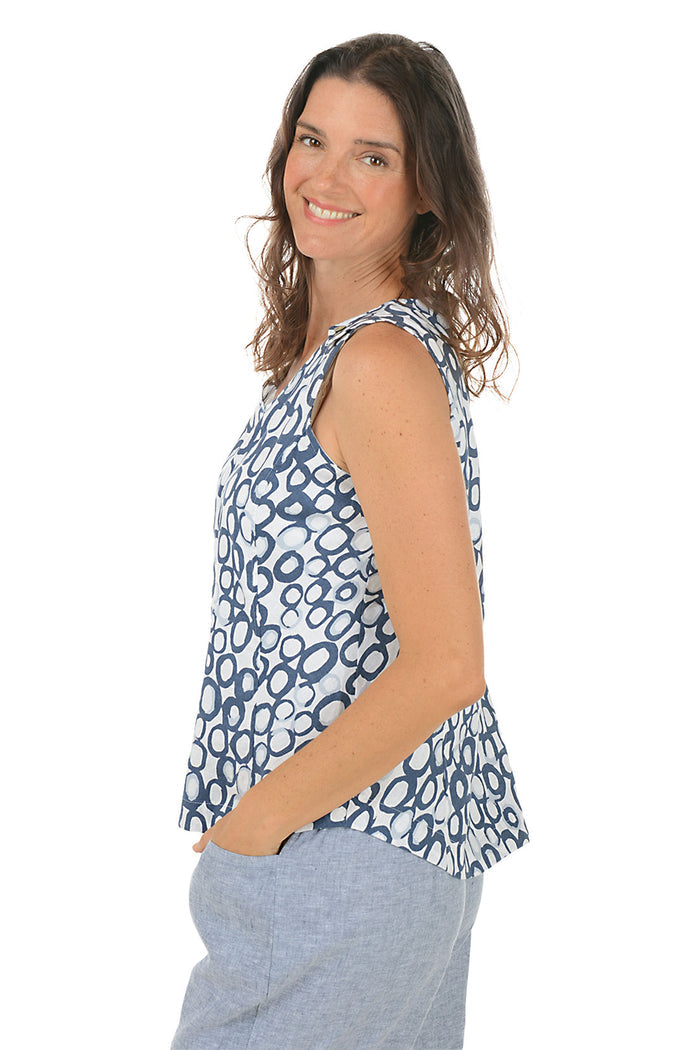 Linen Circle Veranda Tank in White
