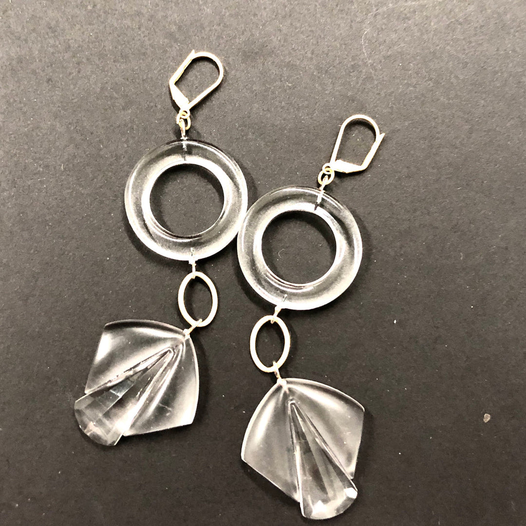 Clear Deco Curtain Loop Drop Earrings