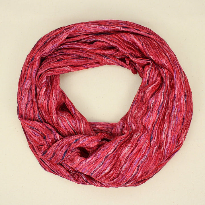 Multi Colored Knit Infinity Scarf in Cherry