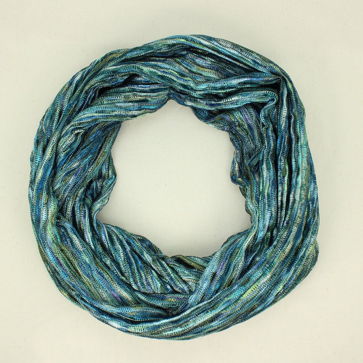 Multi Colored Knit Infinity Scarf in Teal