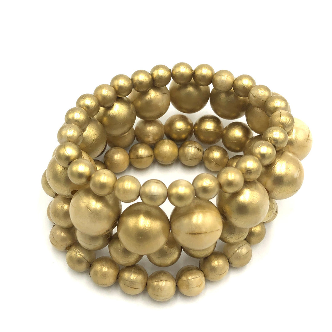 Dark Golden Stack and Stretch Bracelets Set