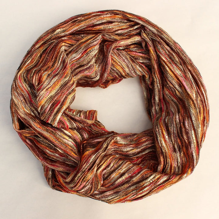 Multi Colored Knit Infinity Scarf in Pumpkin