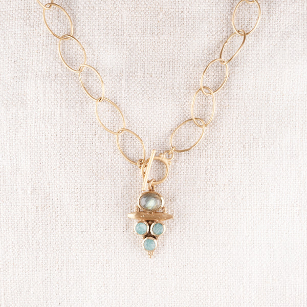 Labradorite & Amazonite Artisanal chain Necklace