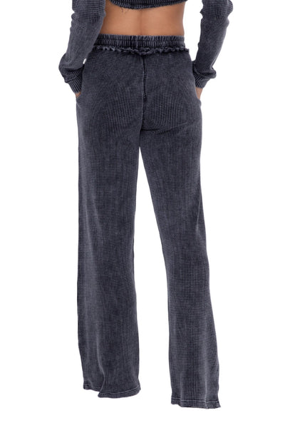 Cozy Up Waffle Knit Pants in Black