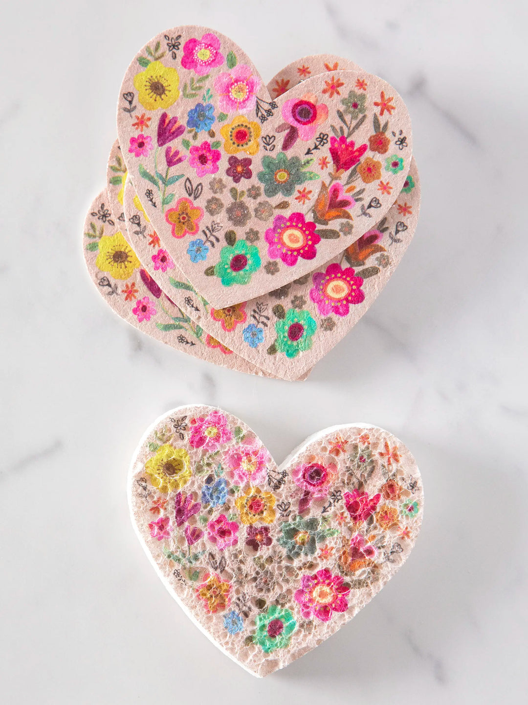 Puff Up Heart Sponges - Set of 5
