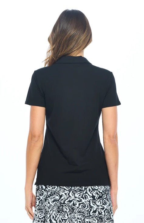 Kenia Short Sleeve Polo Shirt in Black
