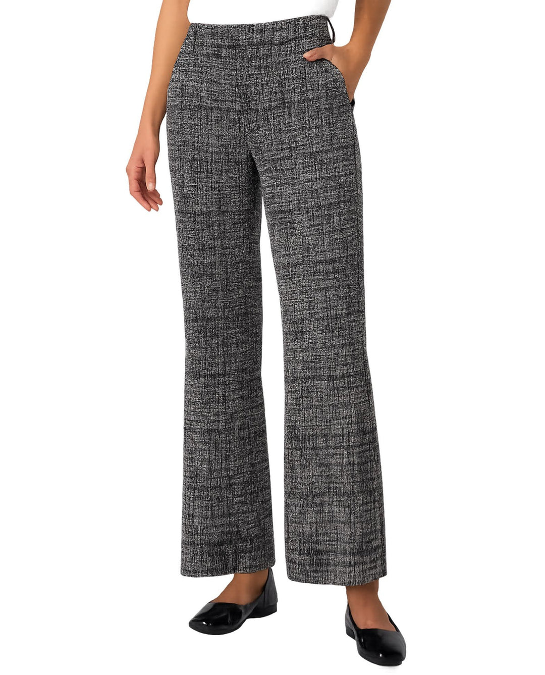 High Rise Pleated Wide Leg Trouser in Black Multi