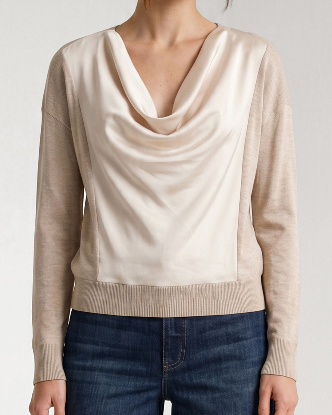 Long Sleeve Drape Woven Sweater