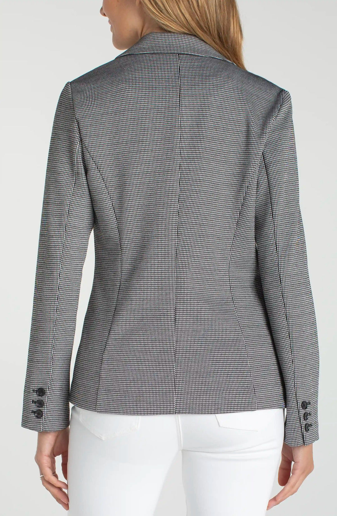 Fitted Blazer in Black White Mini Check