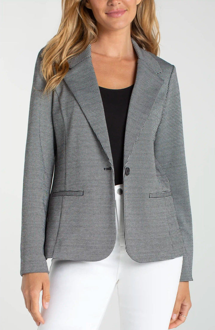 Fitted Blazer in Black White Mini Check