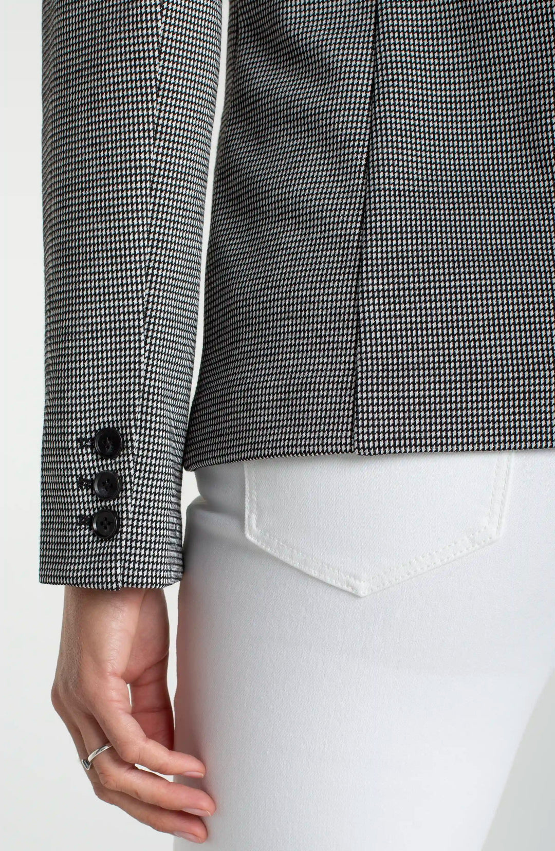 Fitted Blazer in Black White Mini Check