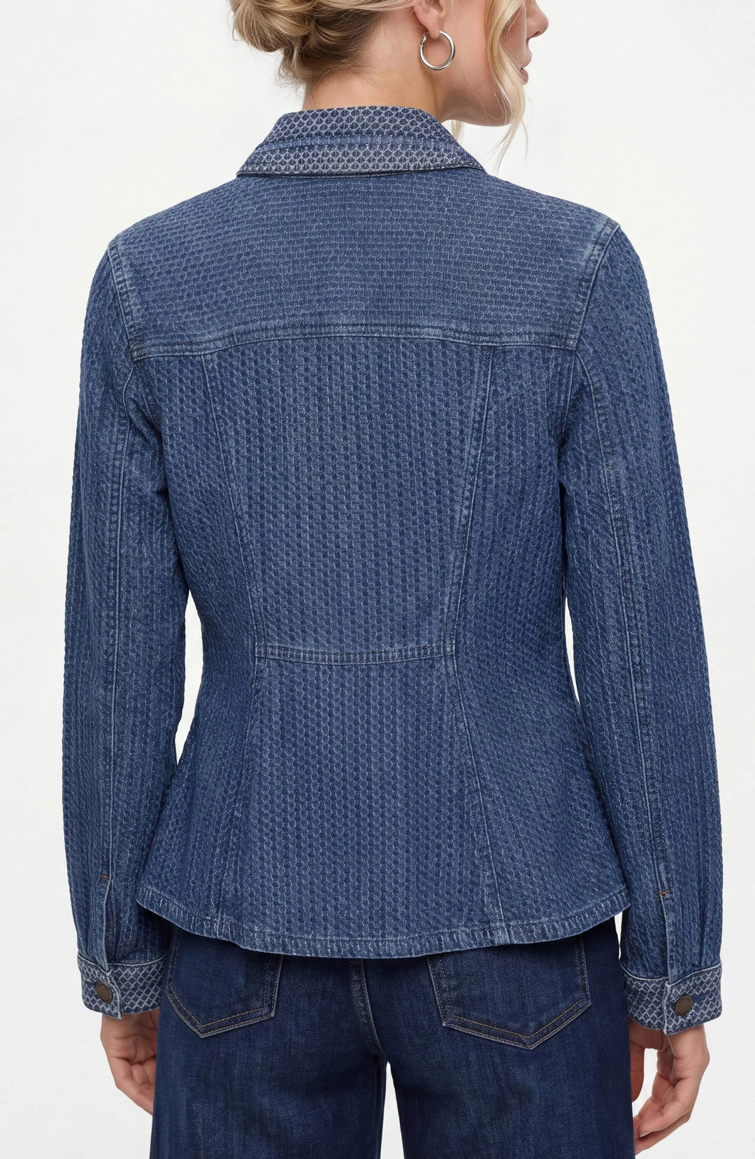 Fit And Flare Trucker Jacket in Blue Doris