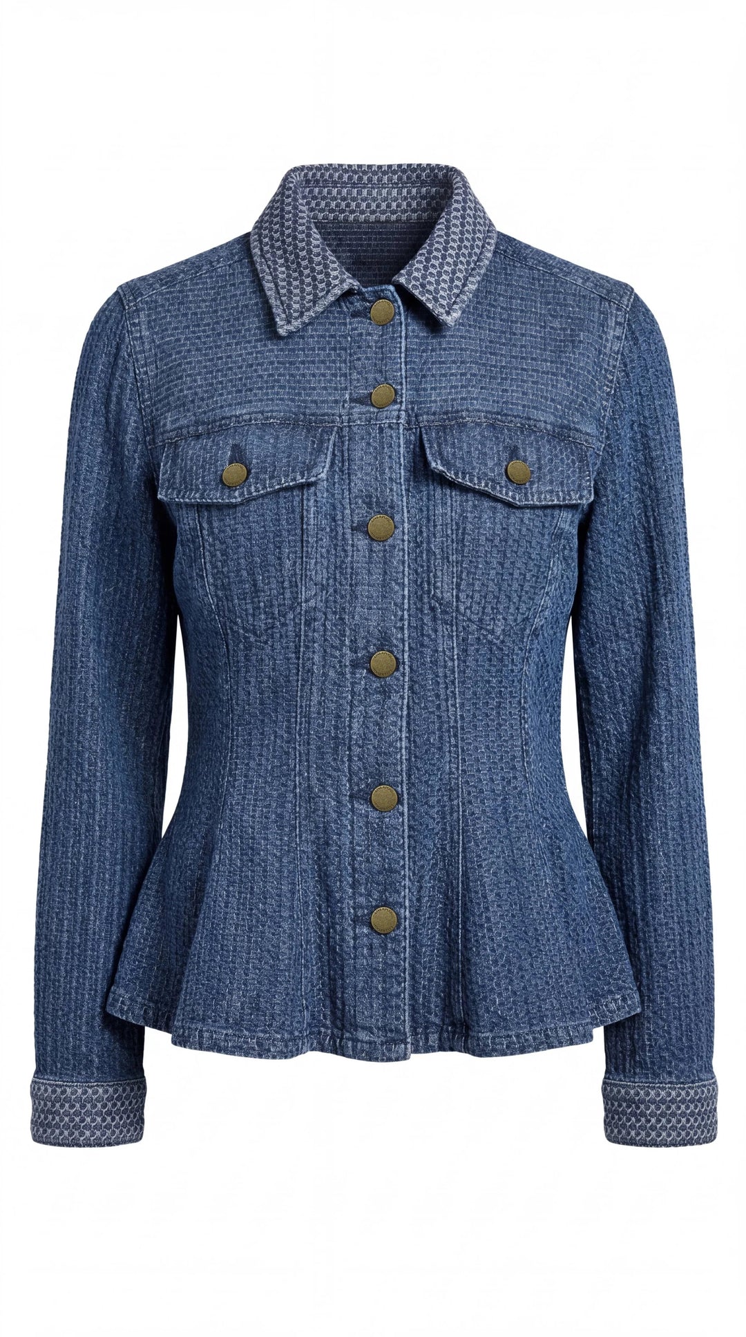Fit And Flare Trucker Jacket in Blue Doris