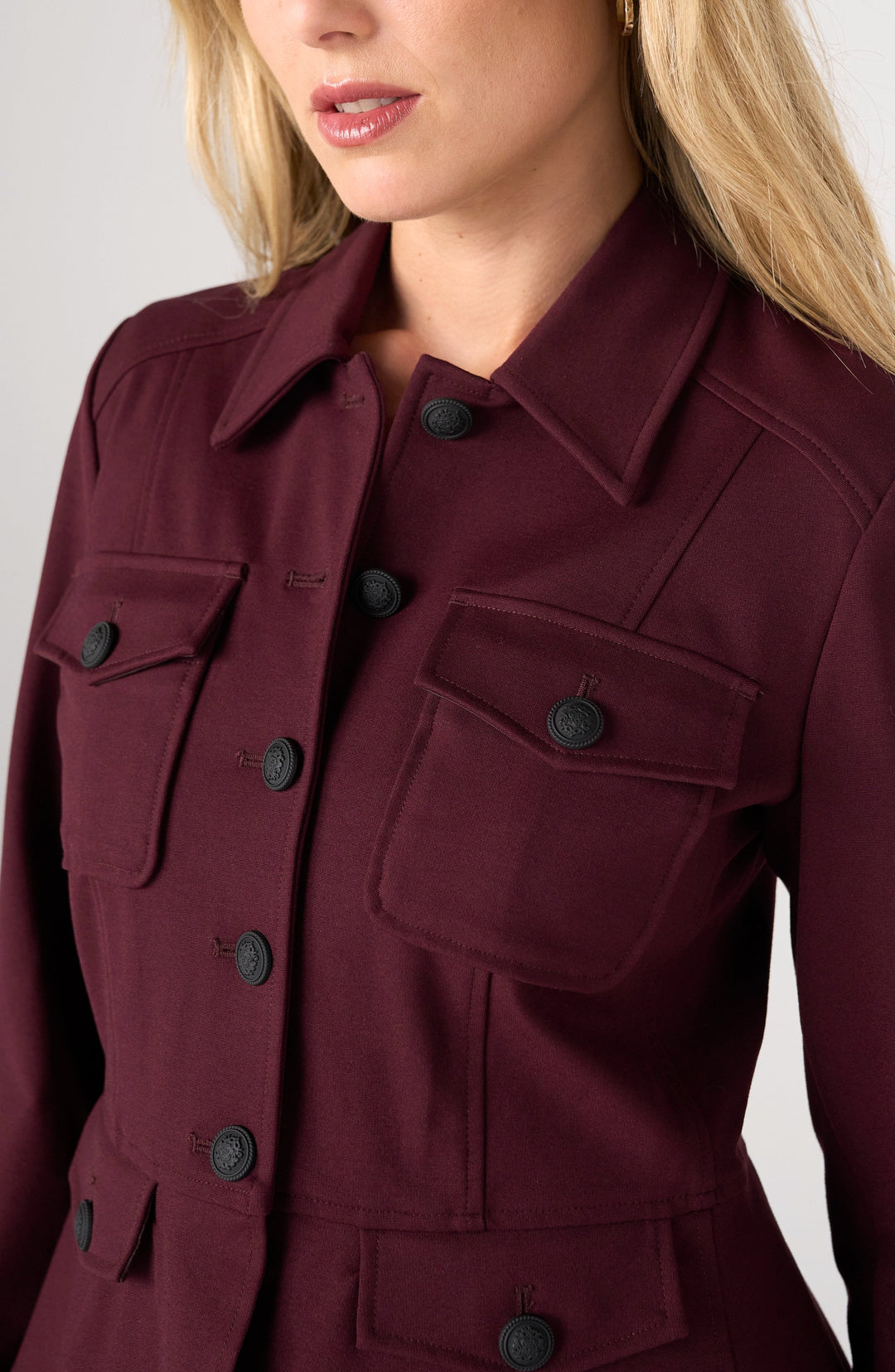 Peplum Jacket in Dark Oxblood