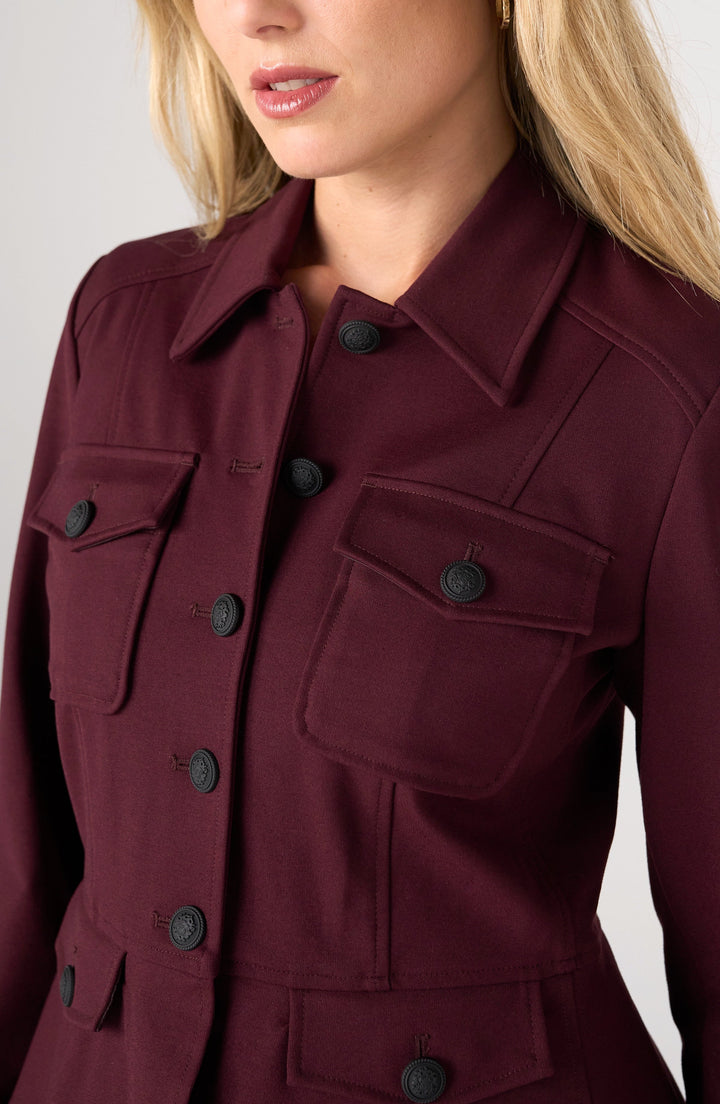 Peplum Jacket in Dark Oxblood