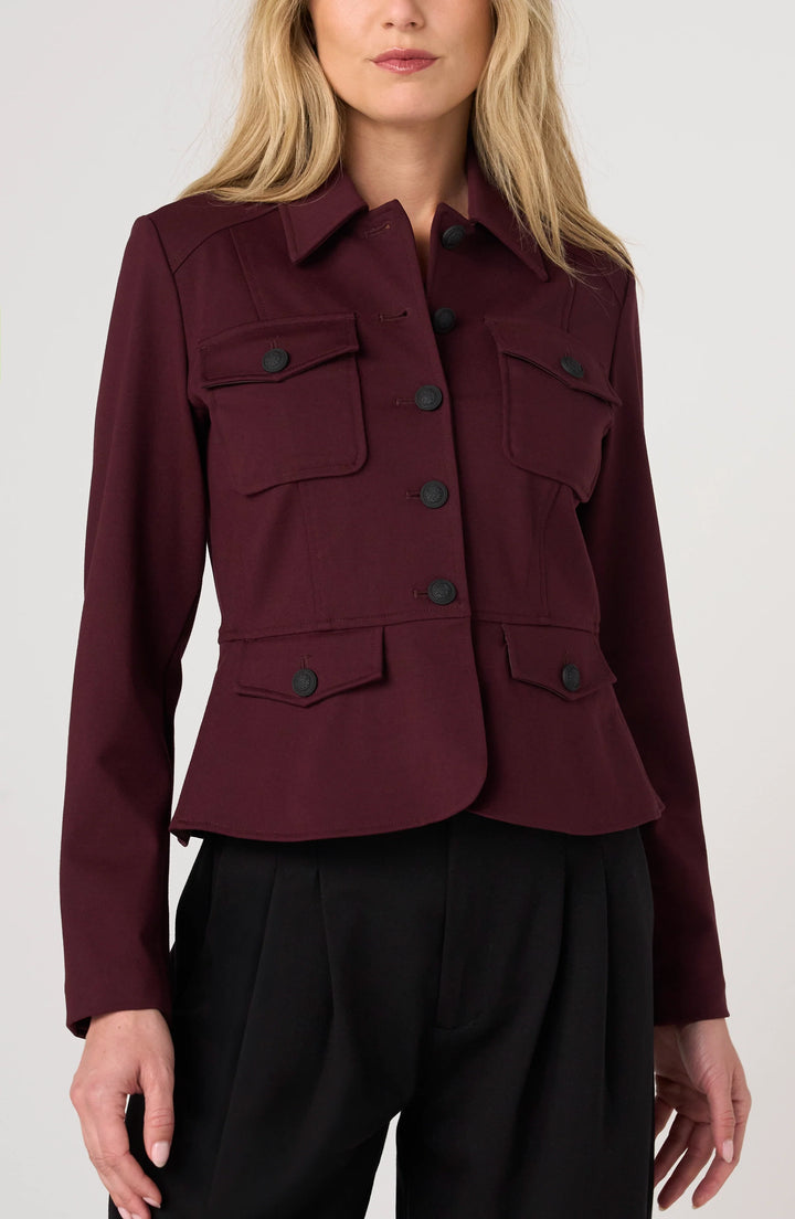 Peplum Jacket in Dark Oxblood