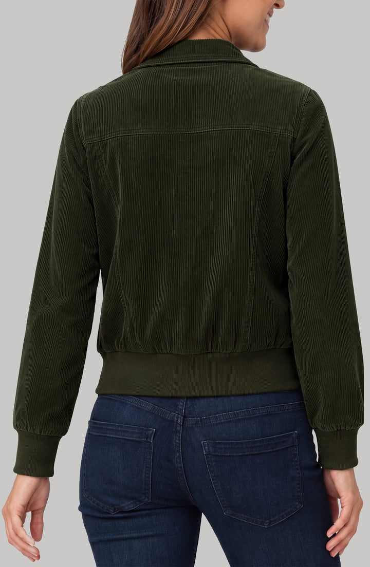 Collared Bomber Jacket in Hunter Green