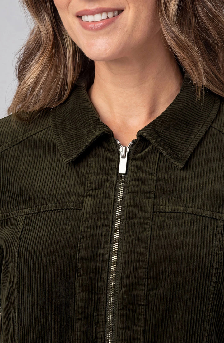 Collared Bomber Jacket in Hunter Green