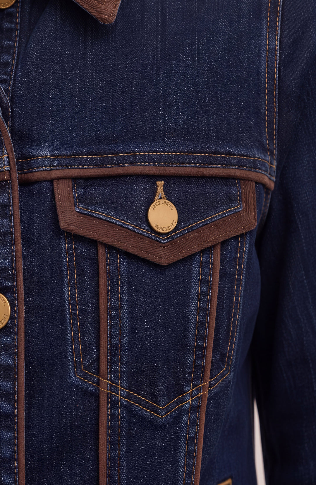 Classic Trucker Jacket W/ Velvet Details in Riverwalk