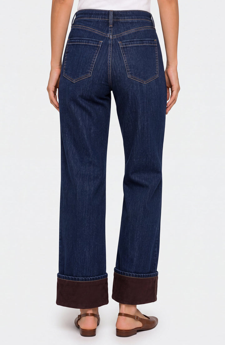 Kennedy High Rise Straight W/ Velvet Cuff in Mystic Pond