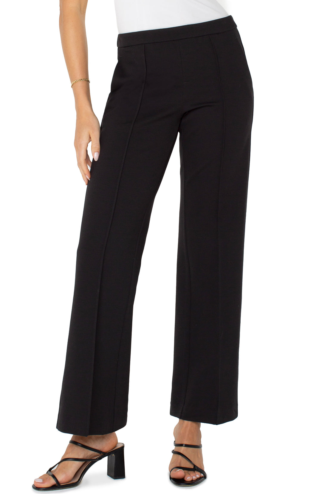 Wide Leg Pull-on Trouser in Black