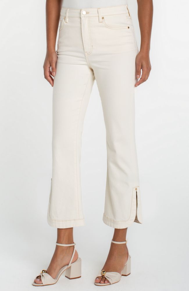Hannah Crop Flare Tulip Hem in Desert Dunes