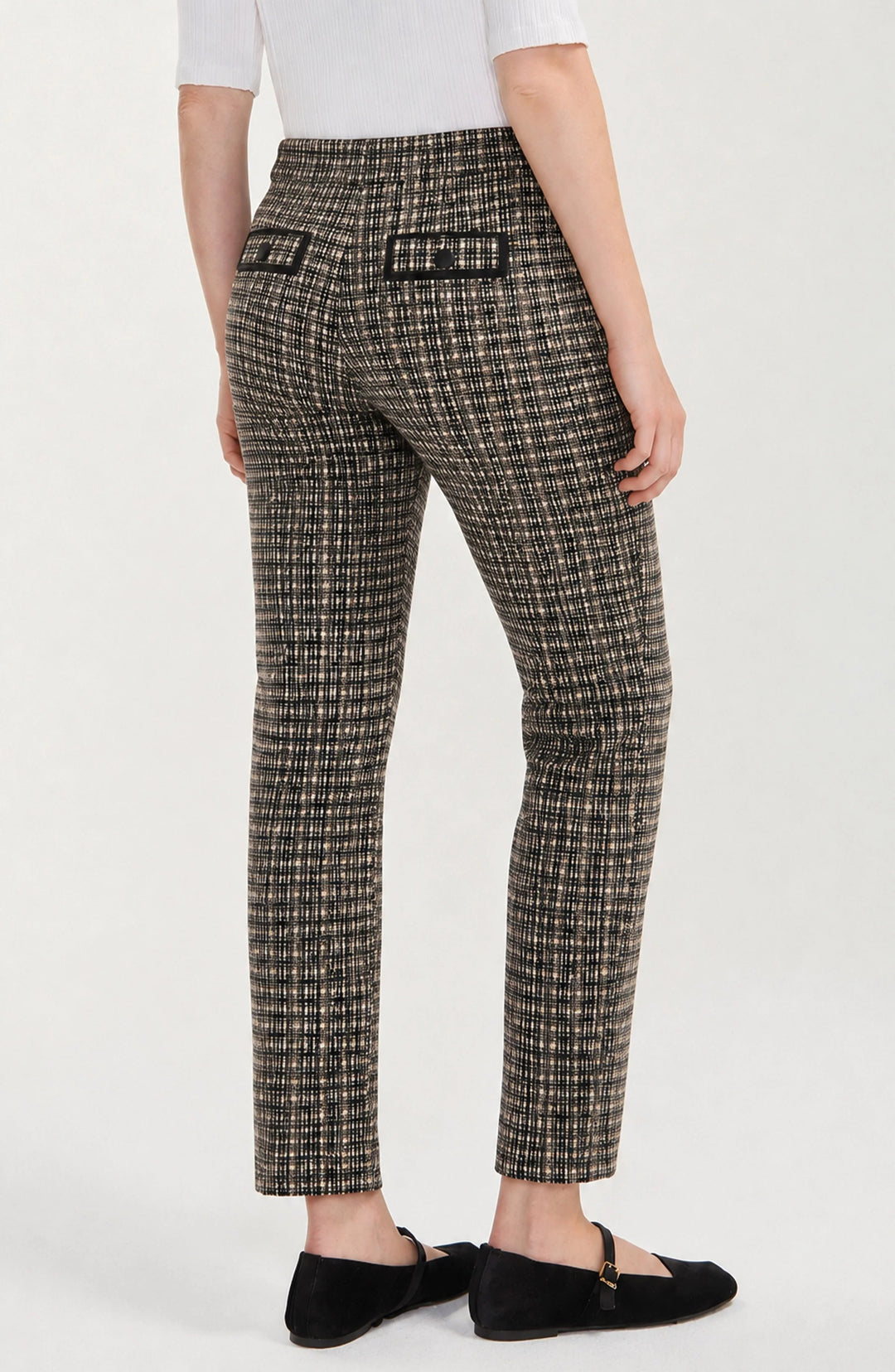 Trouser W/ Faux Leather Trim in Black Tan