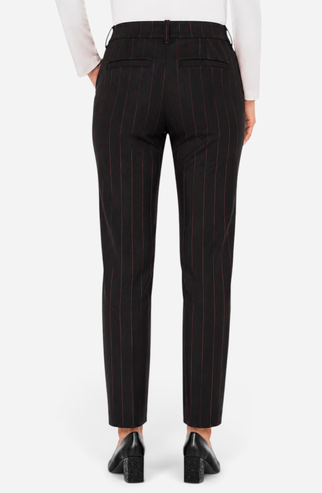 Gemma Tapered Leg Trouser in Black Dark Oxblood