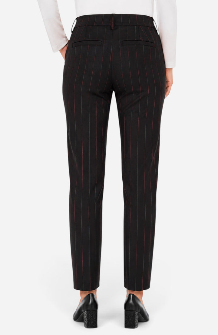 Gemma Tapered Leg Trouser in Black Dark Oxblood