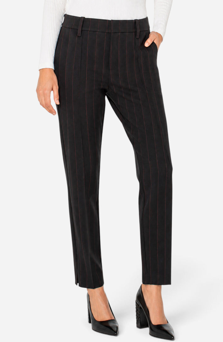 Gemma Tapered Leg Trouser in Black Dark Oxblood