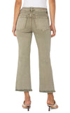 Hannah Crop Flare With Fray Hem in Mineral Olive