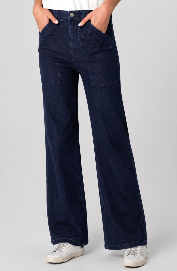 Stride Hi-rise Wide Leg W/ Trapunto Stitching in Empire Blue