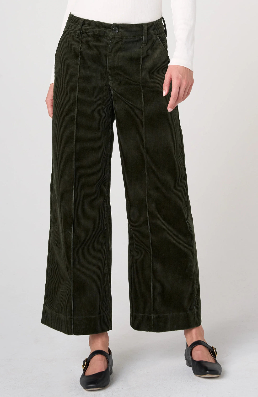 Crop Wide Leg Cords W/ Pintucks