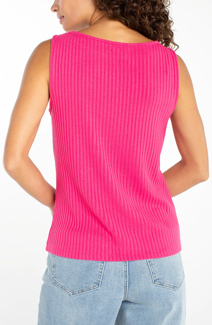 Sleeveless Boat Neck Top in Diva Pink