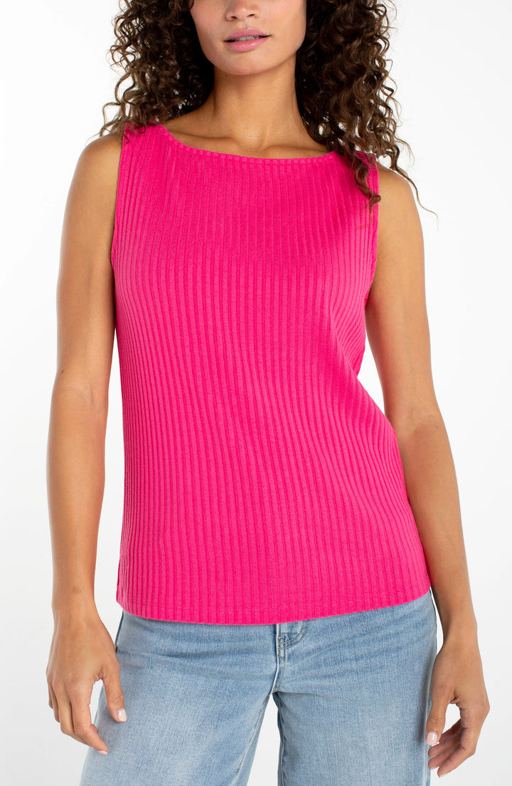 Sleeveless Boat Neck Top in Diva Pink