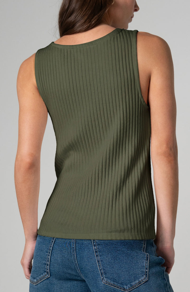 Sleeveless Boat Neck Top in Hunter Green