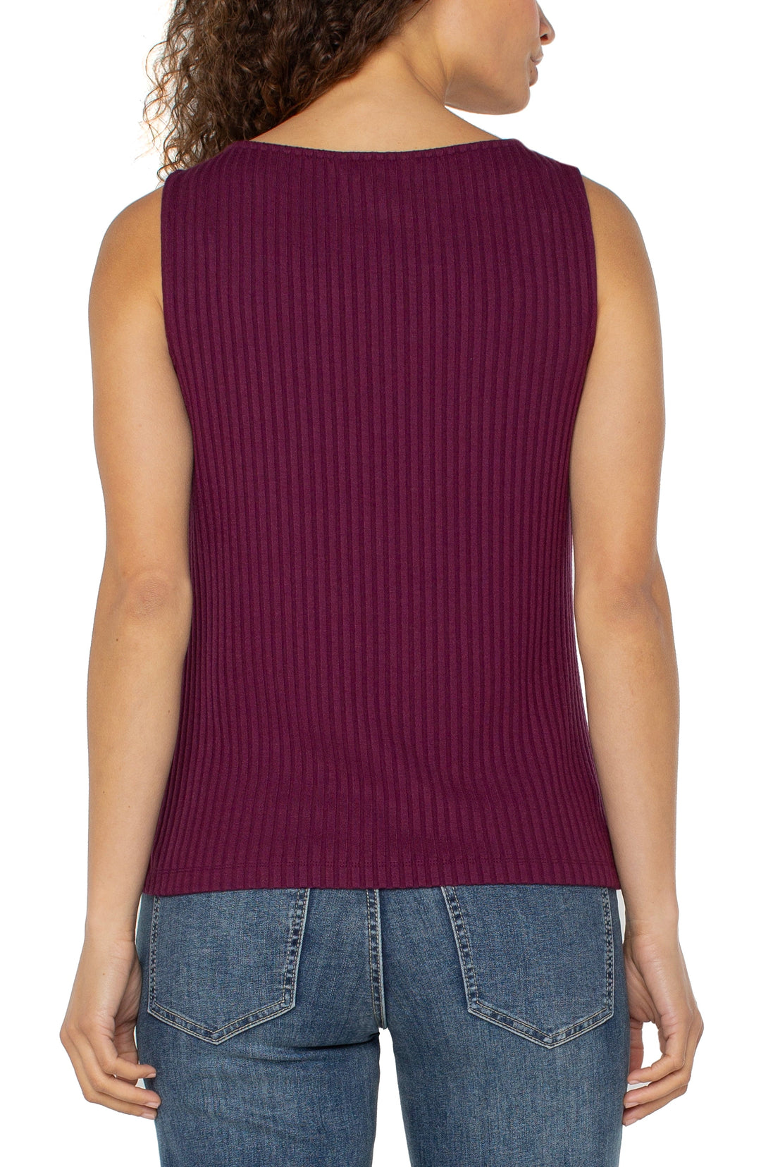Sleeveless Boat Neck Top in Wine Berry